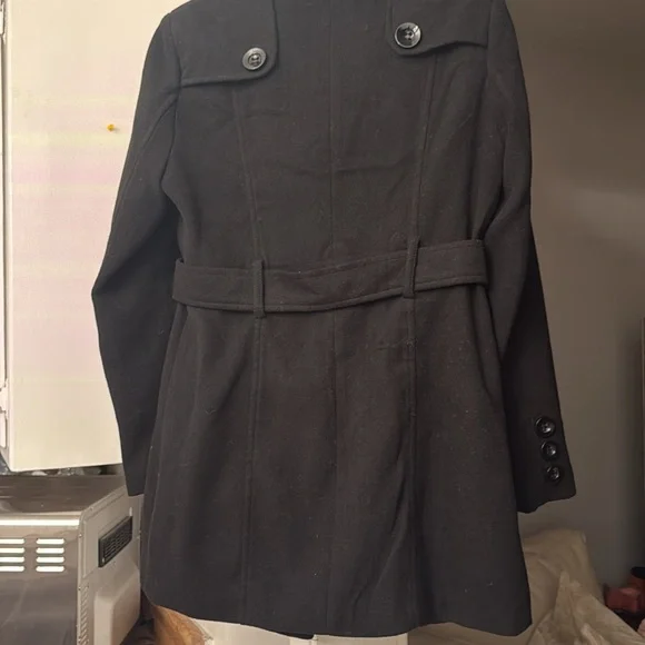 Women's Black Double-Breasted Coat - Picture 6 of 10